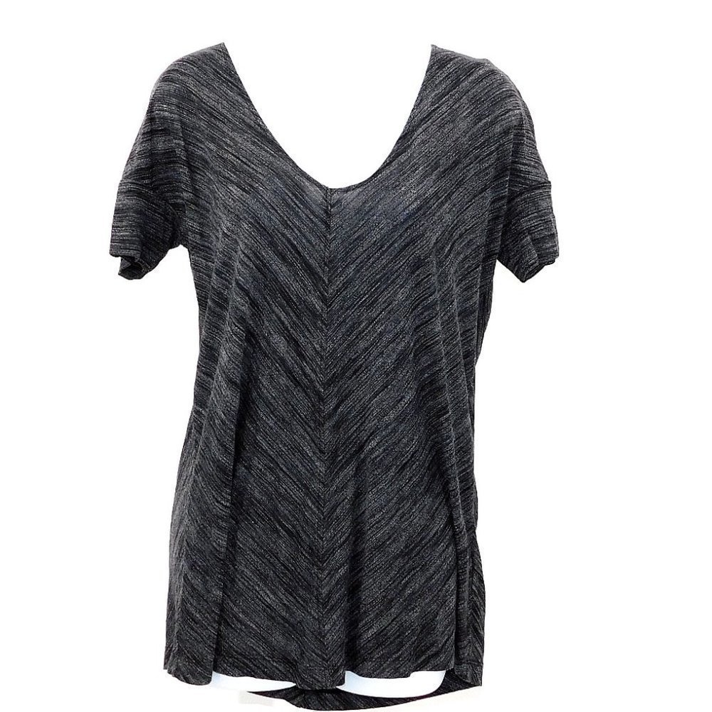 Philosophy Gun-Metal Gray Short Sleeve Hi-Lo  Top